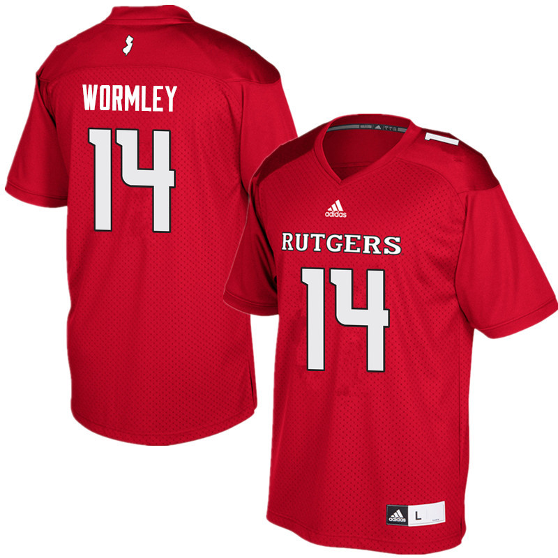 Men #14 Everett Wormley Rutgers Scarlet Knights College Football Jerseys Sale-Red